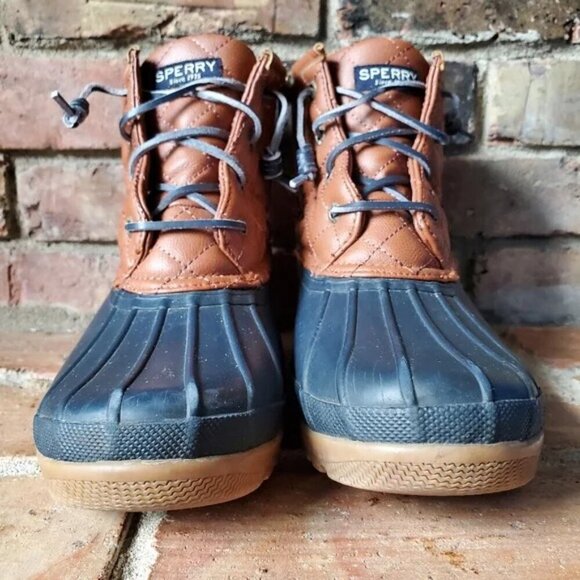 Sperry Topsider Port Duck Blue with Pink Boots Nautical Waterproof Rubber size 8 - Picture 7 of 14